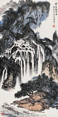 秦岭云 庚辰（2000年）作  山水 立轴