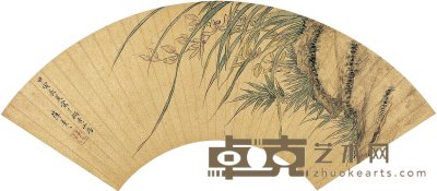 薛素素 1614年作 兰竹图 扇面 16×49cm