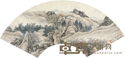 明俭 1847年作 香雪海图 扇面 19×54cm
