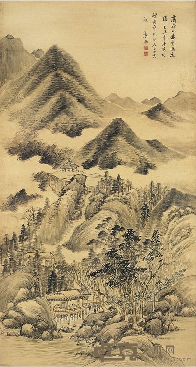 龚振 春云隐逸图 镜心 86×46.5cm