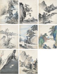 章声 1675年作 山水册 册页 （八开）