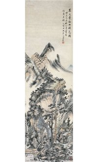 明俭 1859年作 溪山秋色图 立轴