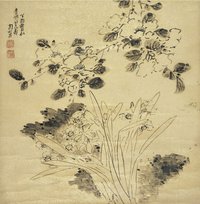 周裕度 1657年作 花卉图 立轴