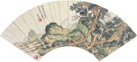 王鉴 1667年作 松泉图 扇面