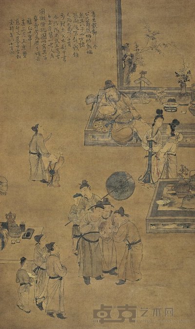 王树谷 1732年作 检玩图 立轴 166×101cm