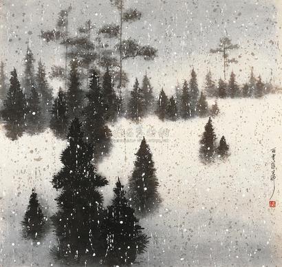 李长白 雨雪霏霏 镜心