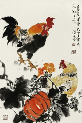 双鸡图