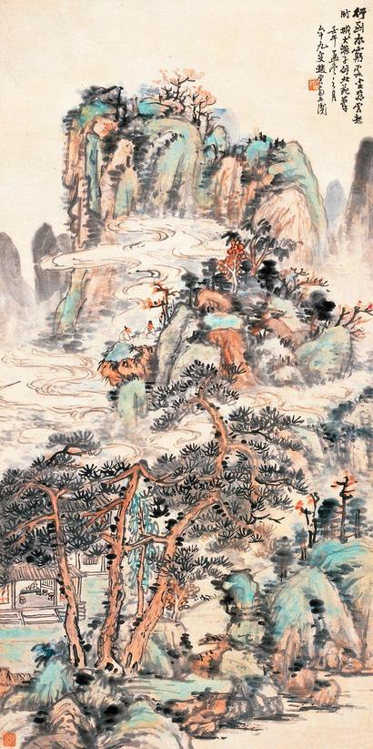 赵云壑 1942年作 坐看云起 立轴