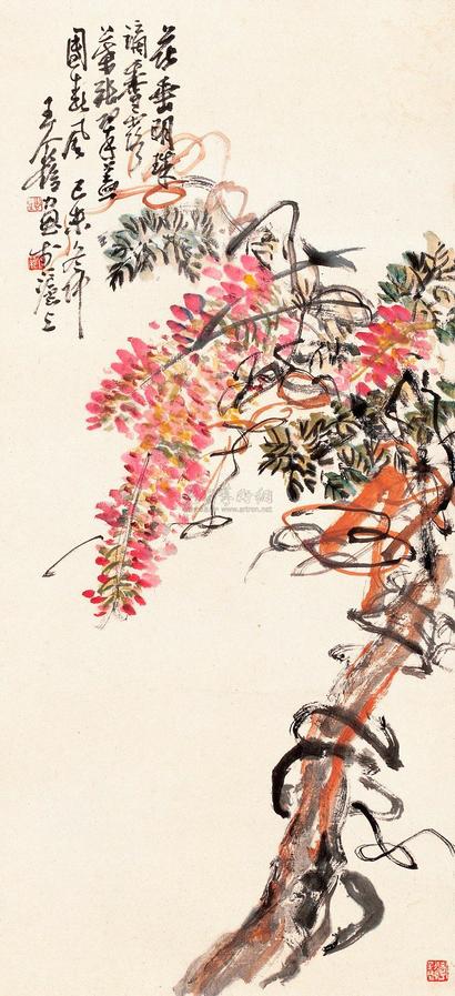 王个簃 1979年作 紫藤 立轴