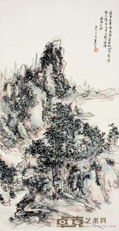 黄宾虹 1946年作 远峰浮翠 立轴 63.5×32cm