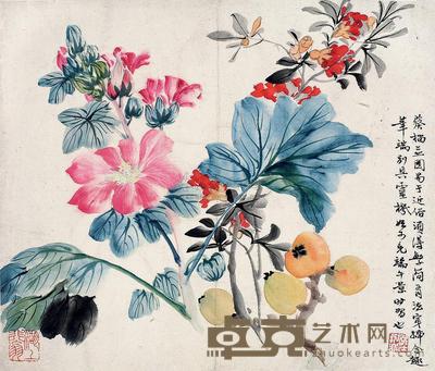 陆抑非 花卉 27×32cm