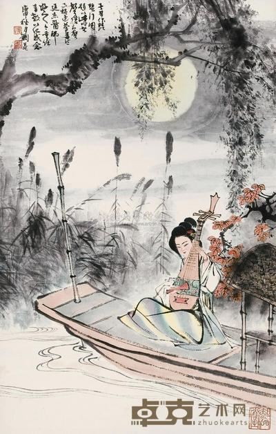 刘旦宅 1980年作 琵琶行图 立轴 60×40cm
