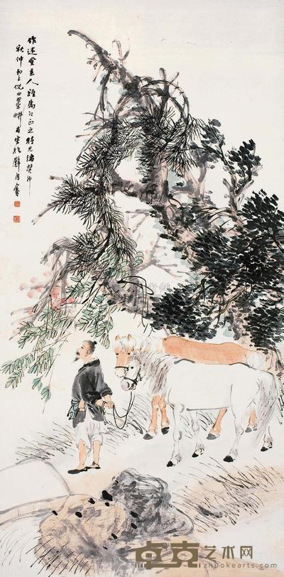 倪田 1903年作 人物 立轴 135×65cm
