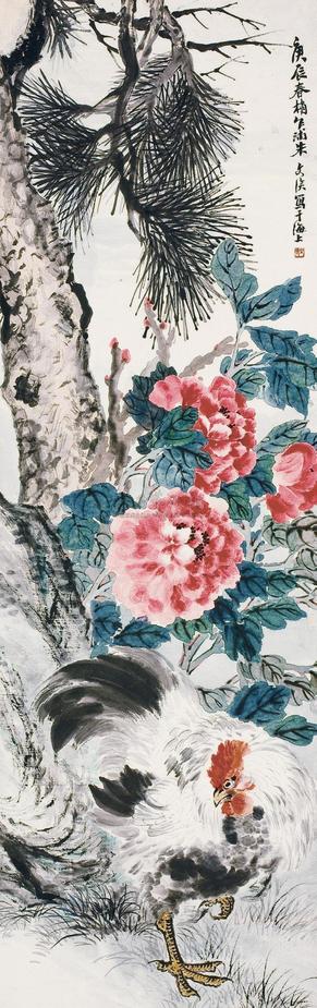 朱文候 1940年作 花鸟 立轴
