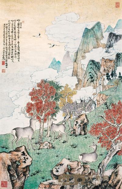 郑力 富贵仙山 镜框 82×52cm