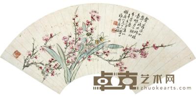 潘振镛 1911年作 花卉 扇片 