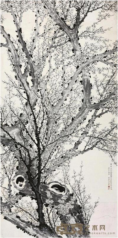 金俊明 1651年作 腊梅图 立轴 186×91cm