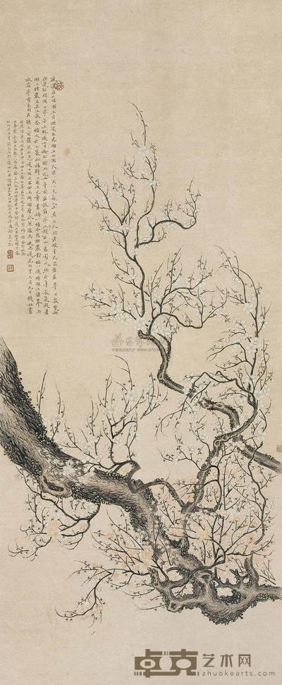 钱杜 腊梅图 立轴 124.5×51 cm