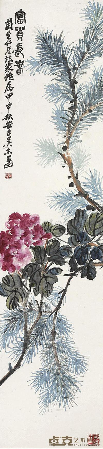 吴东迈 富贵长春图 立轴 118×27cm