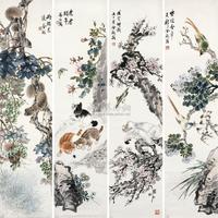 金梦石 1938年作 花鸟  四屏