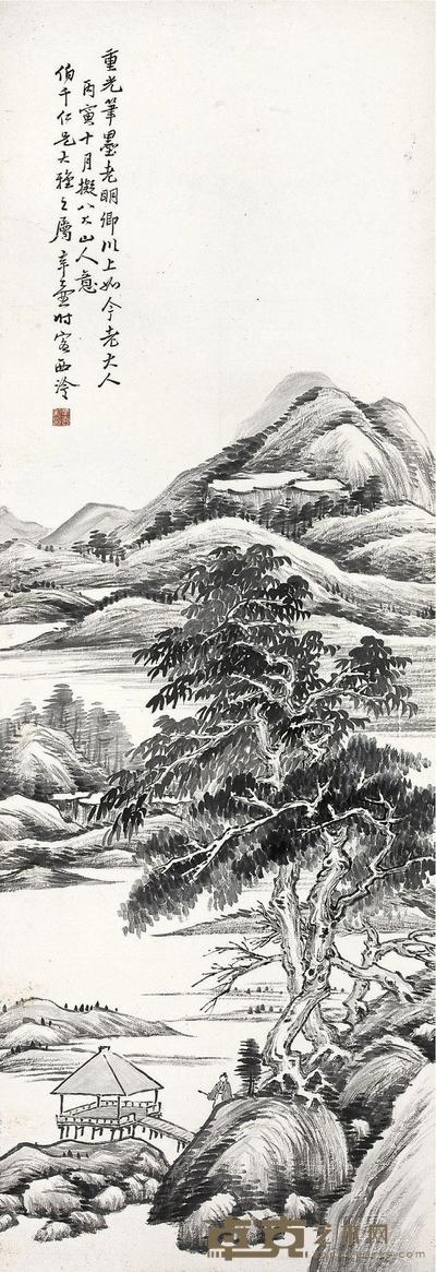 楼辛壶 1926年作 山水 立轴 127×44cm