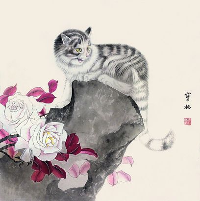 马宝林-工笔画猫趣图