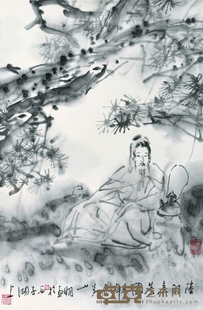 吴山明 陆羽烹茶图 镜片 45×68cm
