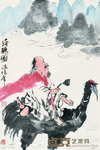 陈传席 骑鹤图 单片 68×46cm
