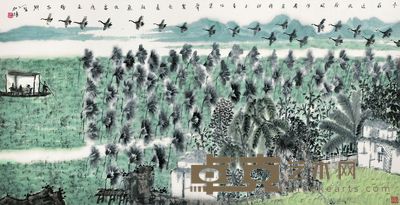 何加林 山水 镜框 136×68cm