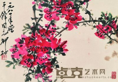 柳村 花卉 镜框 47.5×33.5cm