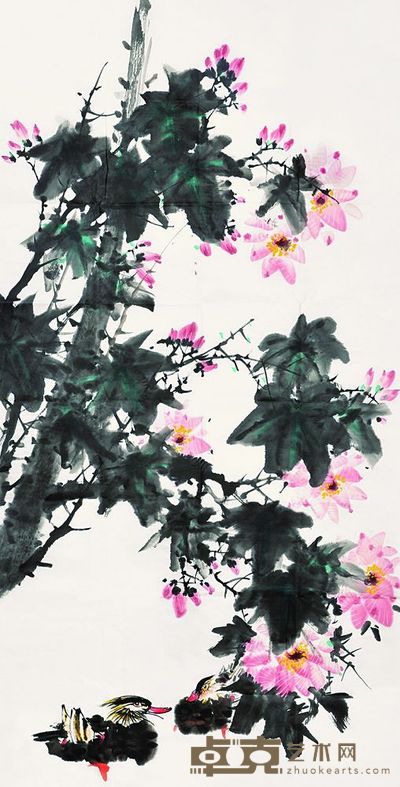 张勇 花鸟 单片 136×68cm