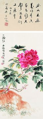 陆抑非 牡丹 镜框