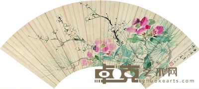 吴楷 花卉 扇面片 50×17cm