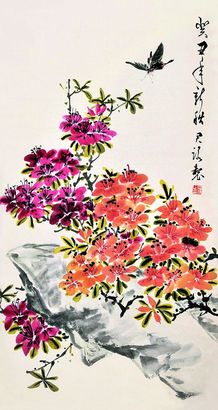 潘君诺 花鸟 立轴