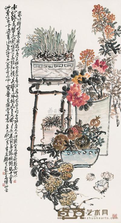 赵云壑 辛巳（1941）年作 清供图 立轴 180×97cm