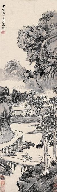 沈周 （款） 甲寅（1494）年作 骑骡归途 立轴