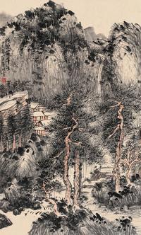 秦裕 甲子（1924）年作 仿王蒙山水 立轴