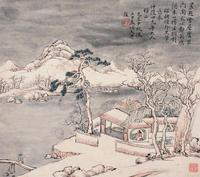 秦炳文 己巳（1869）年作 雪景山水 立轴