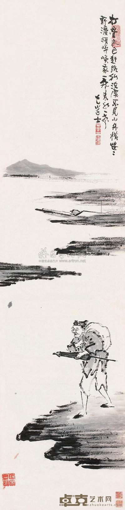 曾衍东 野渡无人 立轴 134×32cm