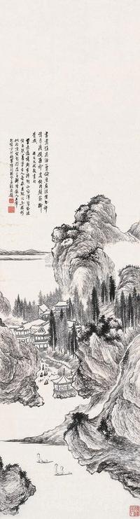 陆钢  辛卯（1891）年作 烟山一角 立轴