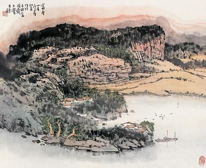 宋玉麟  1984年作 富村山居 立轴