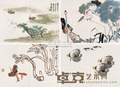 方楚雄 徐绍青 吴养木 张继馨 山水花卉 （四帧） 镜心 40.5×56cm×4