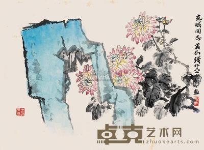 钱松嵒 菊石图 镜心 33.5×44cm