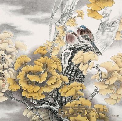 刘西林 2003年作 花鸟 镜心 65×65cm