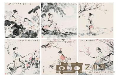 刘静云 2010年作 仕女 （六件) 镜心 68×68cm×6