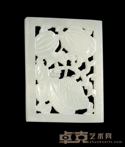 白玉雕瓜蝶连绵珮 高5.2cm