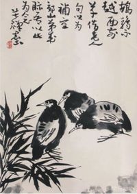 李苦禅花鸟立轴