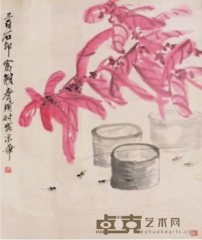 齐白石花卉镜片 65×45