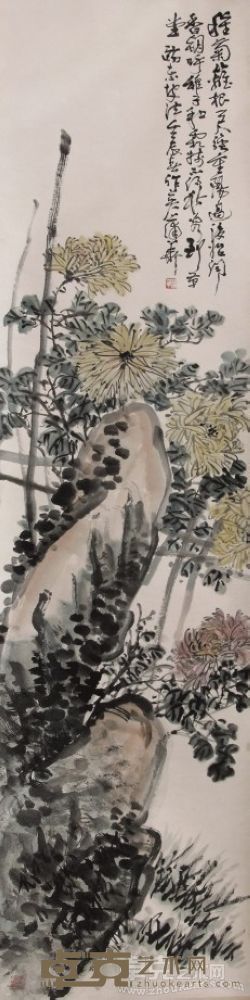 蒲华花卉立轴 219×51