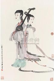 傅抱石 1945年作 罢阮图 立轴